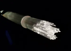 A photograph of a multi-core optical fibre.